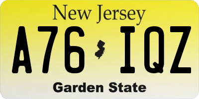 NJ license plate A76IQZ