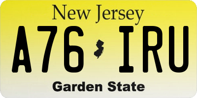 NJ license plate A76IRU