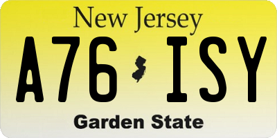 NJ license plate A76ISY