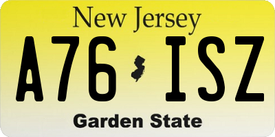NJ license plate A76ISZ