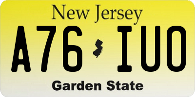 NJ license plate A76IUO