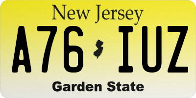 NJ license plate A76IUZ