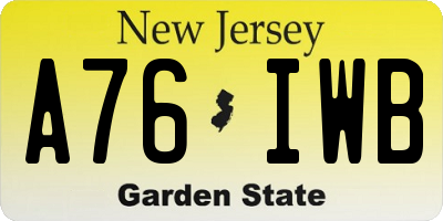 NJ license plate A76IWB