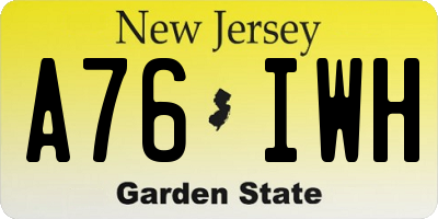NJ license plate A76IWH