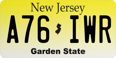NJ license plate A76IWR