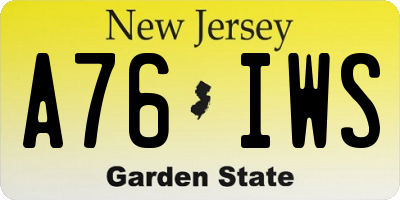 NJ license plate A76IWS