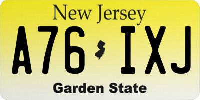 NJ license plate A76IXJ