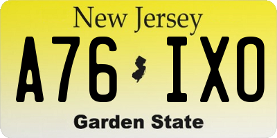 NJ license plate A76IXO