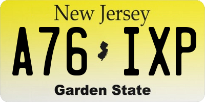 NJ license plate A76IXP