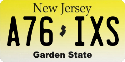 NJ license plate A76IXS