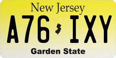NJ license plate A76IXY