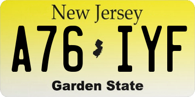 NJ license plate A76IYF