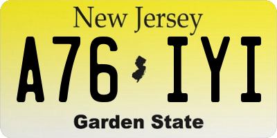 NJ license plate A76IYI