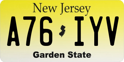 NJ license plate A76IYV