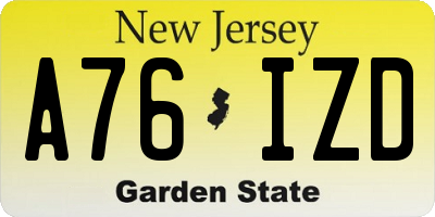 NJ license plate A76IZD