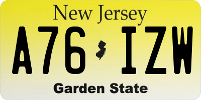 NJ license plate A76IZW