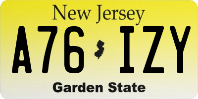 NJ license plate A76IZY