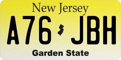 NJ license plate A76JBH
