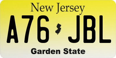 NJ license plate A76JBL