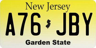 NJ license plate A76JBY