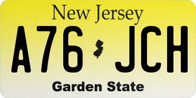 NJ license plate A76JCH
