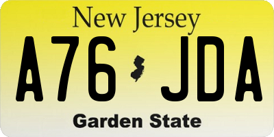 NJ license plate A76JDA