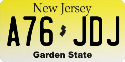 NJ license plate A76JDJ