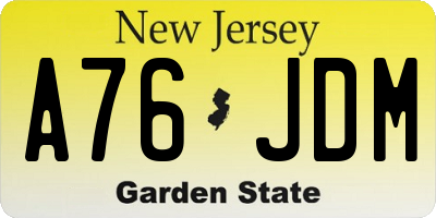 NJ license plate A76JDM