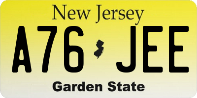 NJ license plate A76JEE