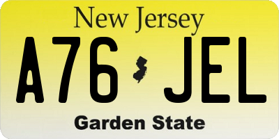 NJ license plate A76JEL