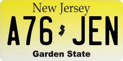 NJ license plate A76JEN