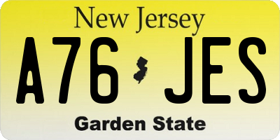 NJ license plate A76JES