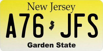 NJ license plate A76JFS