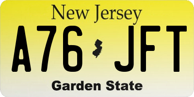 NJ license plate A76JFT
