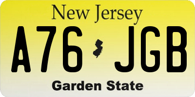 NJ license plate A76JGB
