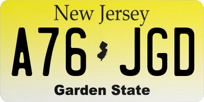 NJ license plate A76JGD