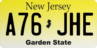 NJ license plate A76JHE
