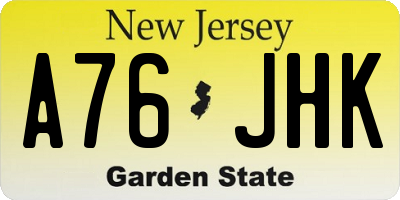 NJ license plate A76JHK