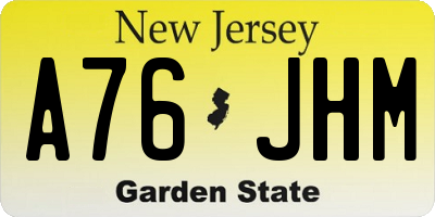 NJ license plate A76JHM