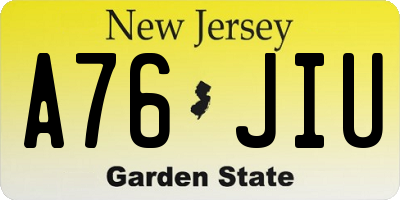 NJ license plate A76JIU