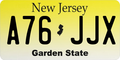 NJ license plate A76JJX