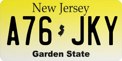 NJ license plate A76JKY
