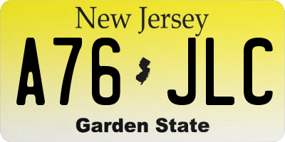 NJ license plate A76JLC