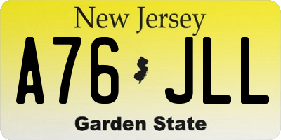 NJ license plate A76JLL
