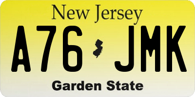 NJ license plate A76JMK