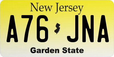 NJ license plate A76JNA