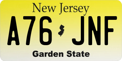 NJ license plate A76JNF