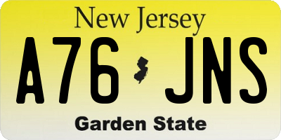 NJ license plate A76JNS