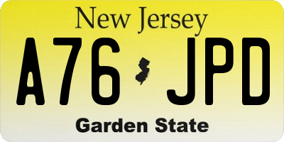 NJ license plate A76JPD