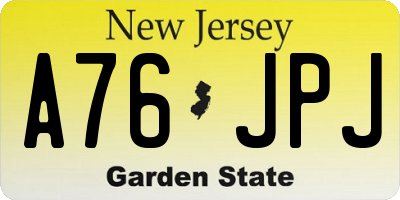 NJ license plate A76JPJ